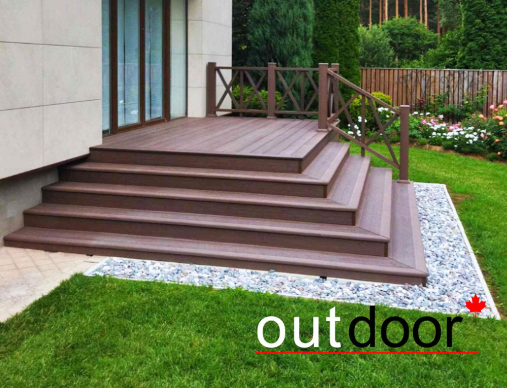 Ступень ДПК Outdoor 348*23*3000 мм полнотелая коричневая микс