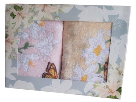 Набор из 2-х махровых полотенец в подарочной упаковке, 100% хлопок, Китай.