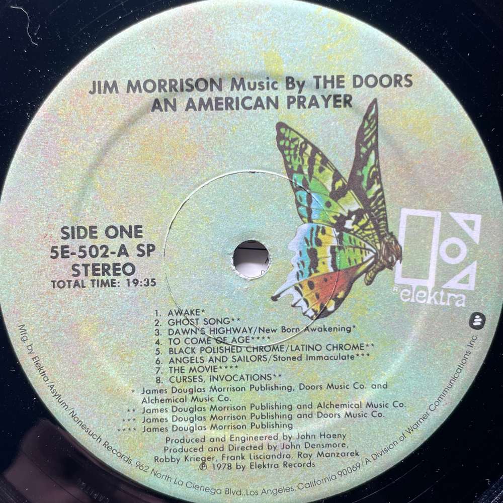 Jim Morrison Music By The Doors ‎– An American Prayer (США 1978г.)