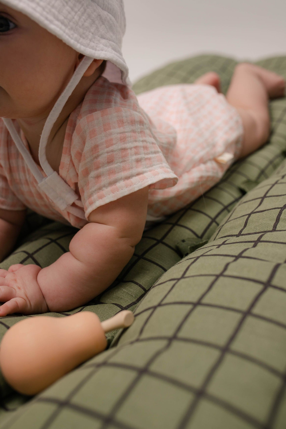 Боди из муслина (клетка розовая)