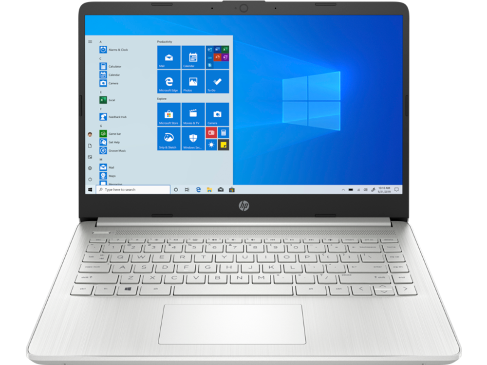 Ноутбук HP14s-fq1020ur 14"(1920x1080 IPS)/AMD Ryzen 3 5300U(2.6Ghz)/8192Mb/256PCISSDGb/noDVD/Int:AMD Radeon Integrated Graphics/Cam/WiFi/41WHr/war 1y/Natural s ilver  /WinHome + RU kbd