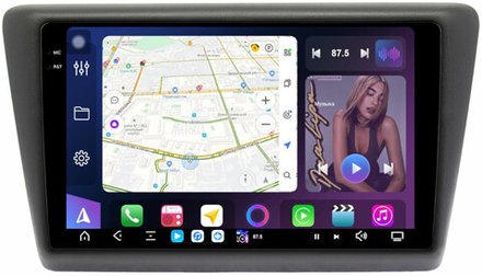 Магнитола для Skoda Rapid 1 2012-2020 (рамка тип 2) - FarCar GX3043M монитор 9.5" 2K QLED на Android 14, TS20, 6+128Гб, CarPlay, 4G SIM-слот