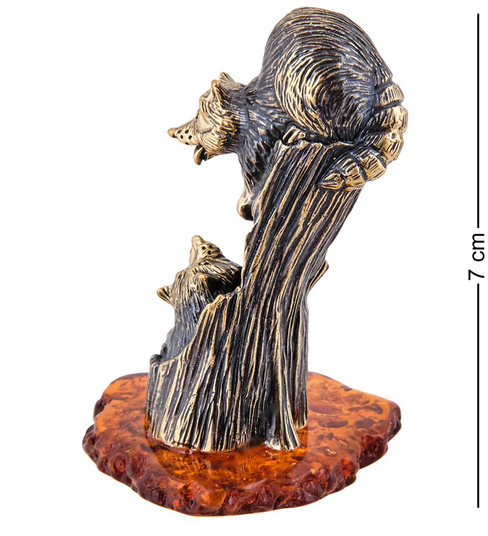 Народные промыслы AM-3658 Фигурка «Еноты» (латунь, янтарь)