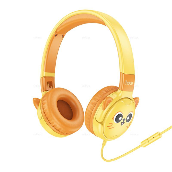 Проводные детские наушники Hoco W61 (sun yellow)