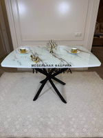 Кухонный раздвижной стол "Танго", белый мрамор