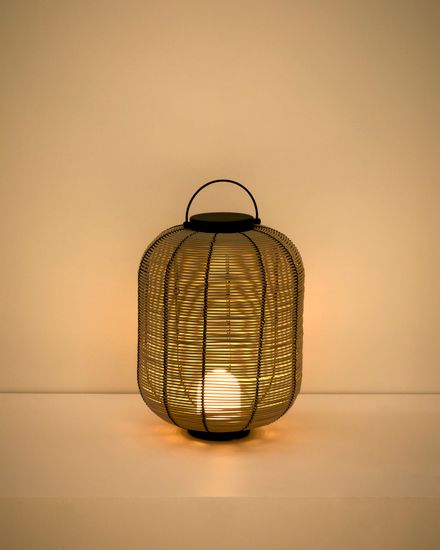 Портативная светодиодная настольная лампа Saranella из светло-серого искусственного ротанга