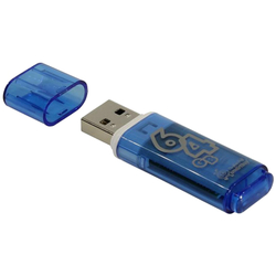 Память Smart Buy "Glossy"  64GB, USB 2.0 Flash Drive, голубой SB64GBGS-B