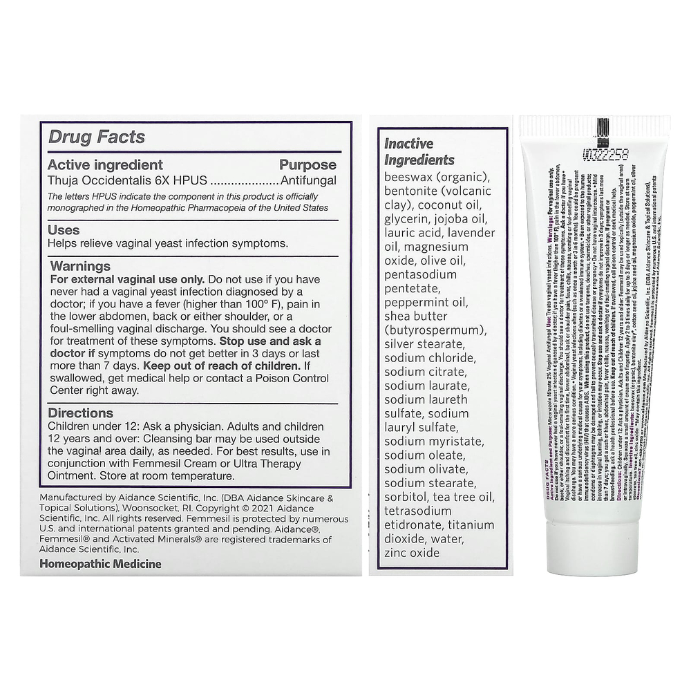 Femmesil, кусковое мыло для очищения влагалища и мазь Ultra Therapy, набор из 2 предметов