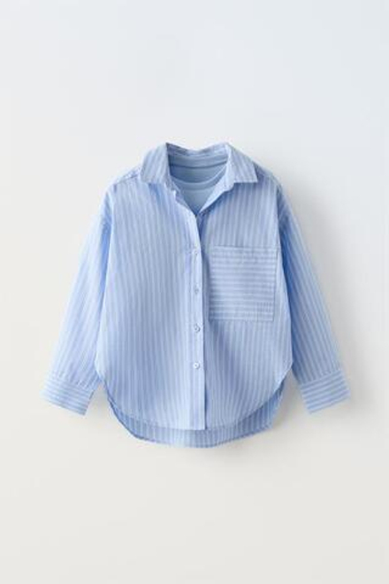 ZARA РУБАШКА В ПОЛОСКУ С ТОПОМ В РУБЧИК, ГОЛУБОЙ