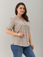 Блузка БЛ-122/экрю-орнаментголубой