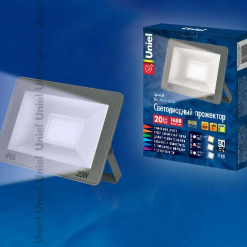 ULF-F15-20W/DW IP65 185-240В SILVER Прожектор светодиодный. Дневной свет (6500K). Корпус серебристый. TM Uniel.