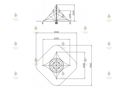 Пирамида 6м (сине-жёлтая)