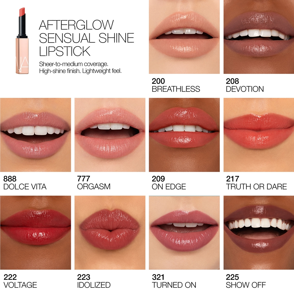 NARS AFTERGLOW SENSUAL SHINE LIPSTICK - Увлажняющая помада оттенок TURNED ON, 1 g