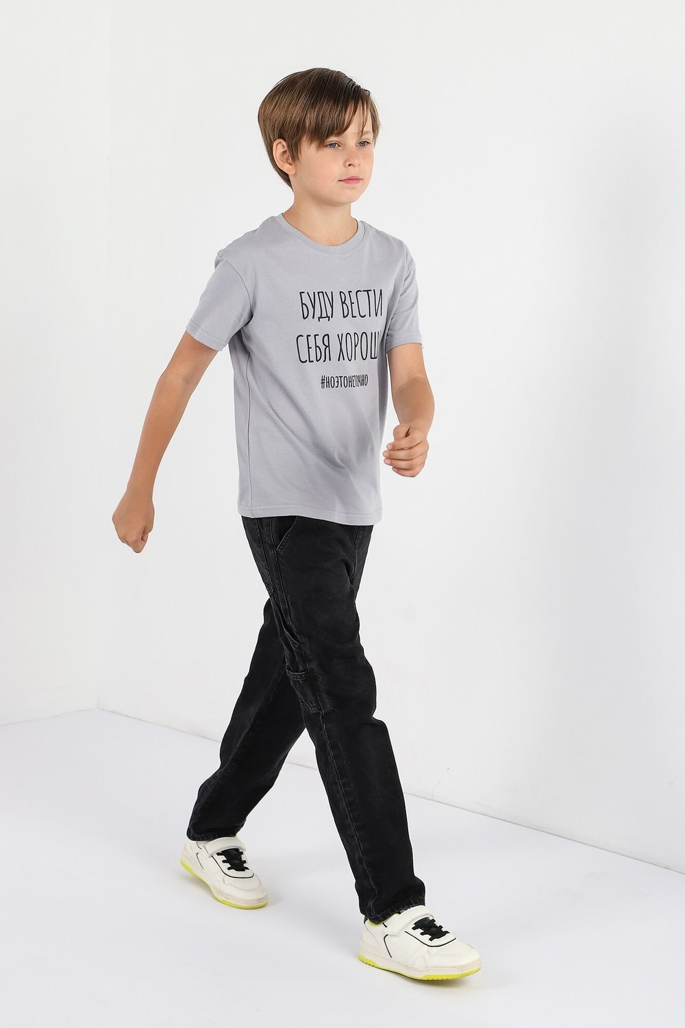 Фуфайка (футболка) для мальчика Кэш-2 Виотекс СВЕТЛО-СЕРЫЙ