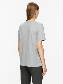 ARKET ФУТБОЛКА С КРУГЛЫМ ВЫРЕЗОМ, СЕРЫЙ С МЕЛАНЖЕВЫМ ЭФФЕКТОМ