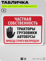 Табличка для частной территории "Частная собственность", на дом, для участка, организаций, предупреждающая, 40х30 см, Silver Plane x Айдентика Технолоджи