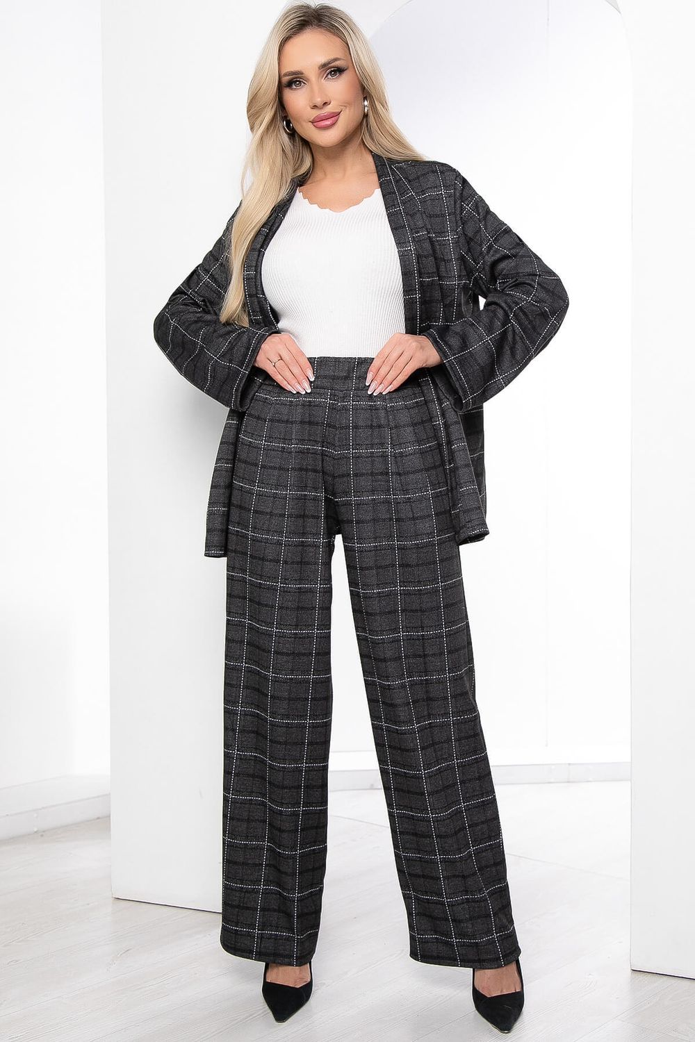 Брюки "Портленд" (серые/клетка) Б8824 LT Collection