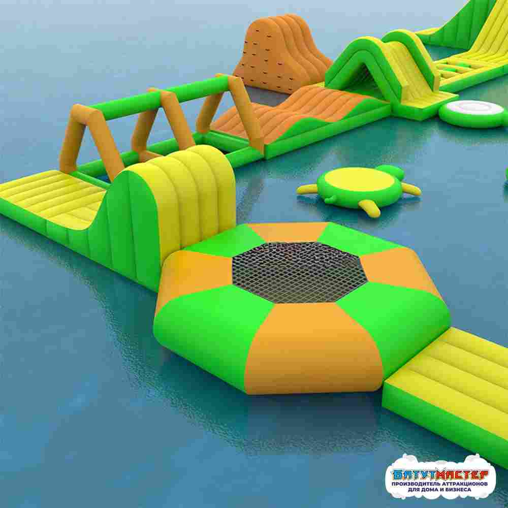 Коммерческий надувной аквапарк «Весёлые острова» с высокими горками 27,5×20×5 м