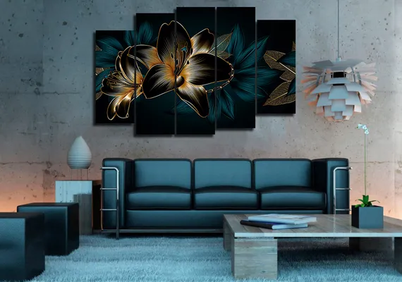 Модульная картина "Абстрактные цветы"