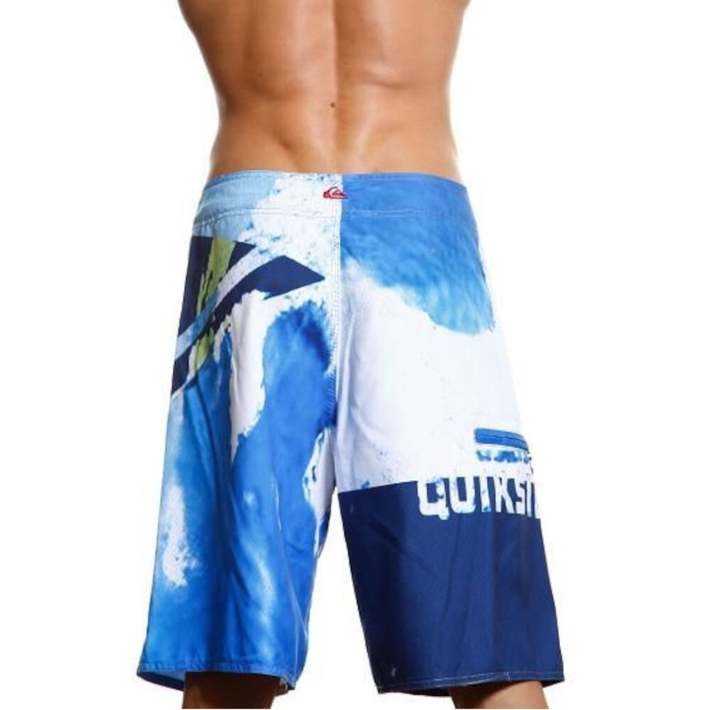 Мужские пляжные шорты QUIKSILVER бело-голубые с бирюзовым принтом