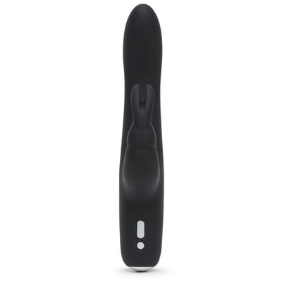 Черный вибратор с клиторальным отростком Greedy Girl Slimline Rabbit Vibrator - 22,8 см. (Цвет: черный)
