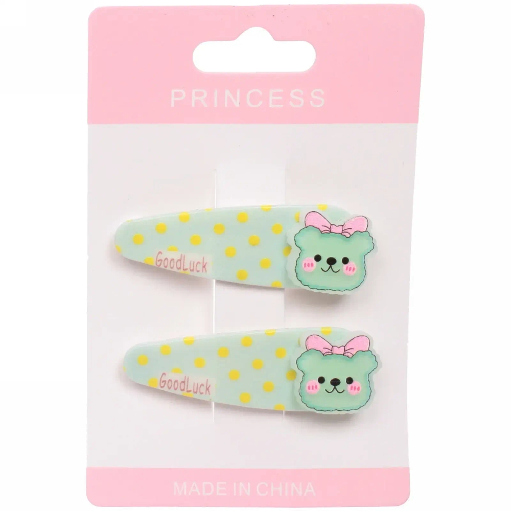 Зажимы для волос детские 2шт «Happy smile», мишка с бантиком, микс 4 цвета, 5*2см