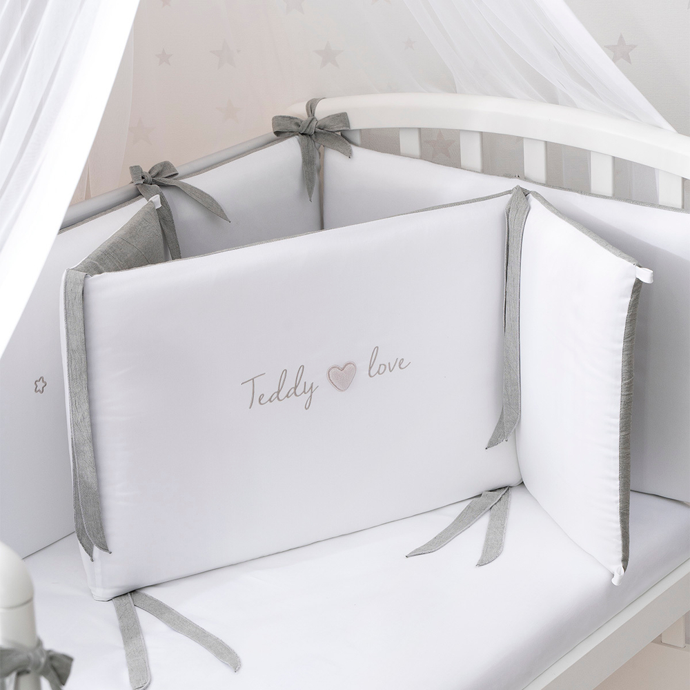 Комплект белья для классической кроватки Teddy Love 6 предметов цвет серо-оливковый