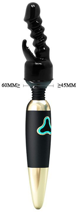 Чёрная насадка на вибромассажёр для клиторально-вагинального массажа (Цвет: черный)