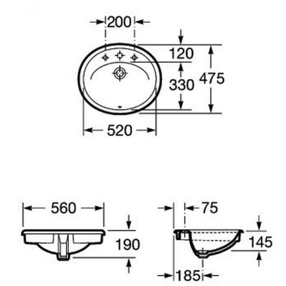 Раковина встраиваемая сверху Roca Adora 56х47х20 см 7327203000