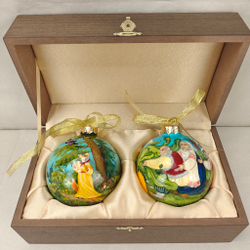 Набор новогодних шаров с ручной росписью "Репка" и "Ворона и лисица"