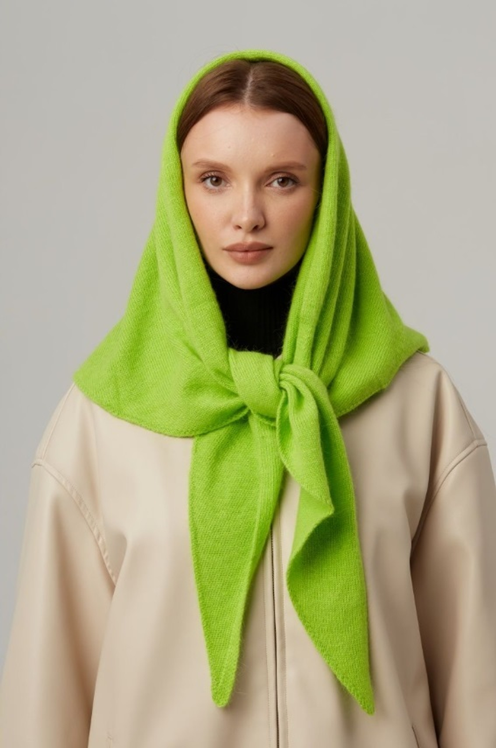 Оренбургский платок-косынка К401-12Н неон зеленый