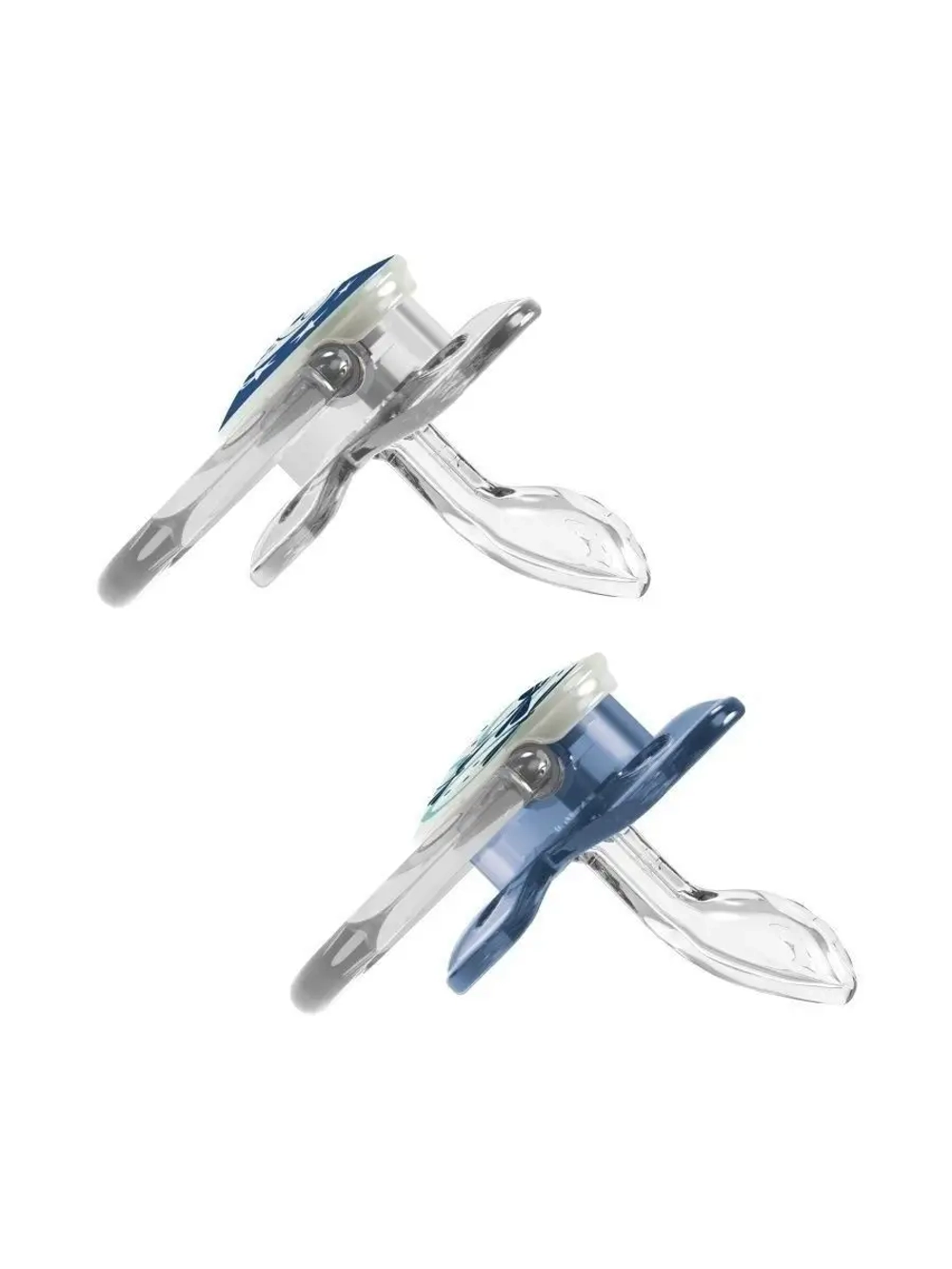 Ортодонтическая соска-пустышка светящаяся в темноте для новорожденных с колпачком 2 шт