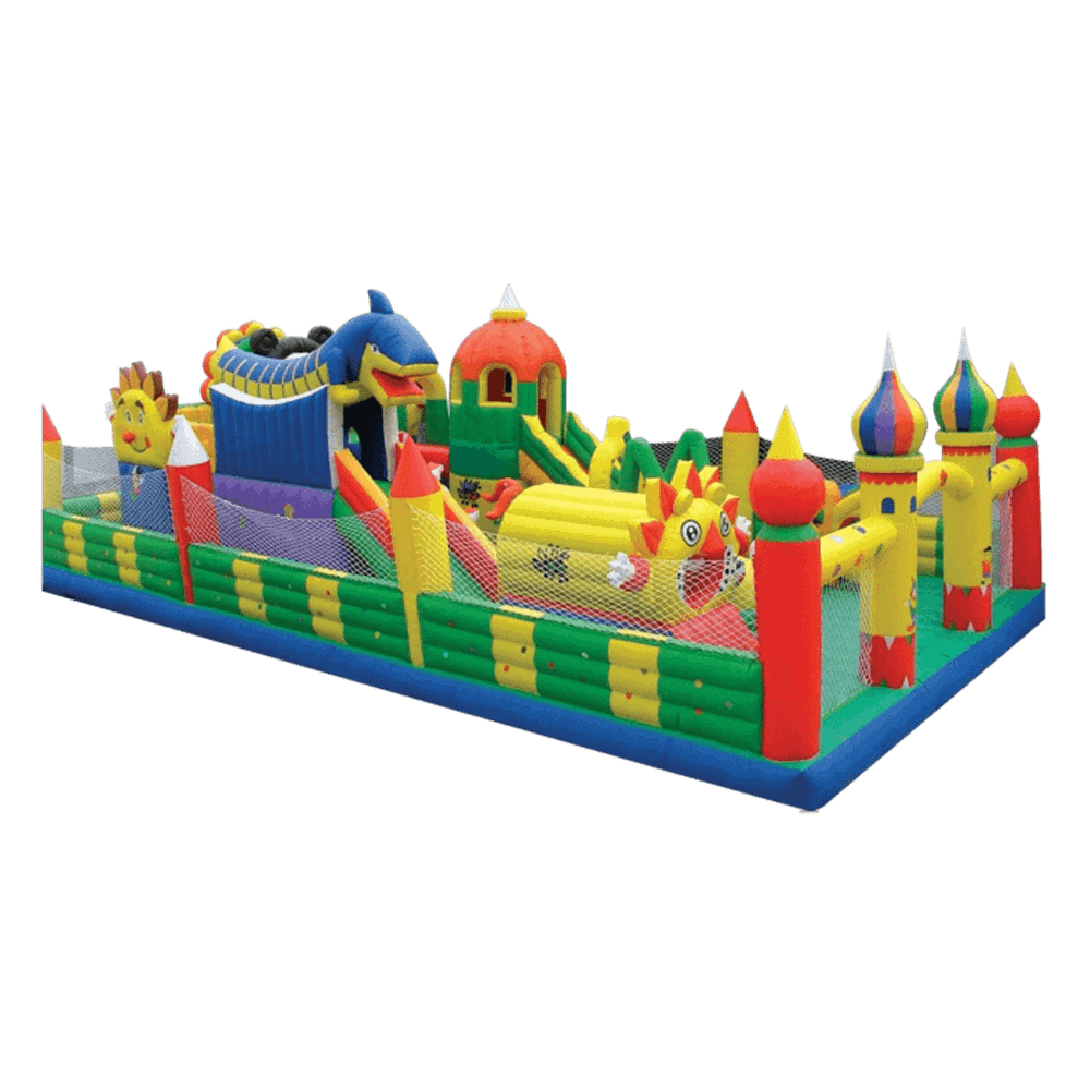 Недорогой батут "Синий дракон" 10*7*3.5 м