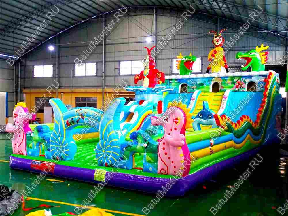 Коммерческий надувной батут "Морские животные" 14*7*7 м