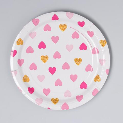 Тарелка бумажная «Сердца» 10 шт