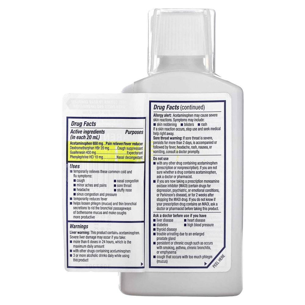 Mucinex, Fast-Max, простуда и грипп, максимальная сила действия, для детей от 12 лет, апельсин и ананас, 180 мл (6 жидк. унций)