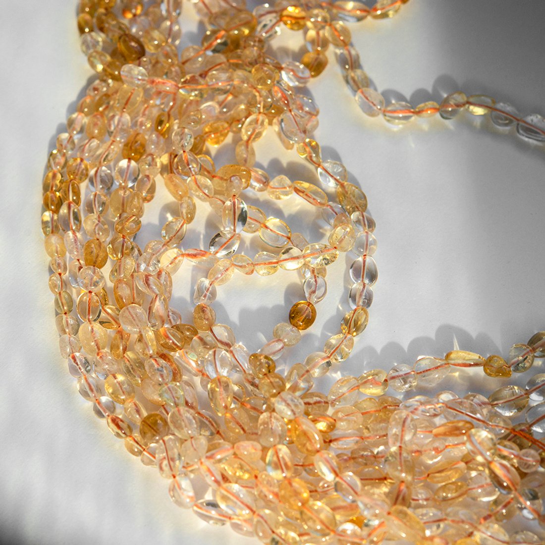 Цитрин натуральный, бусины фриформ, 6-11мм