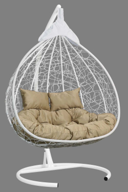 Подвесное двухместное кресло-кокон fisht белый + каркас -10%