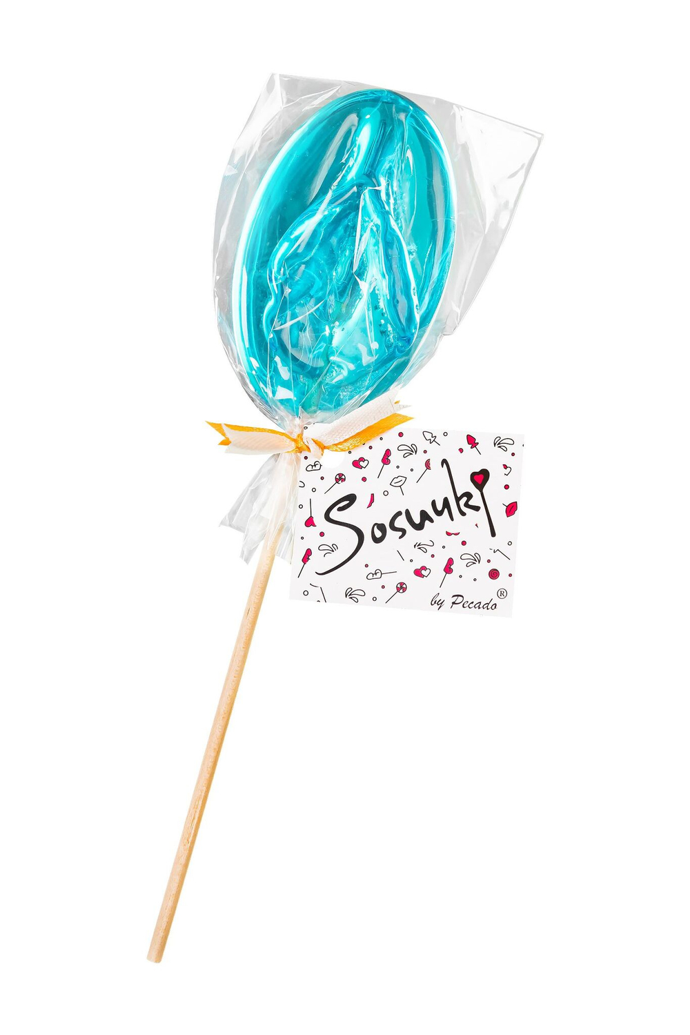 Леденец в форме вагины со вкусом блю кюрасао - 50 гр. (Цвет: голубой)