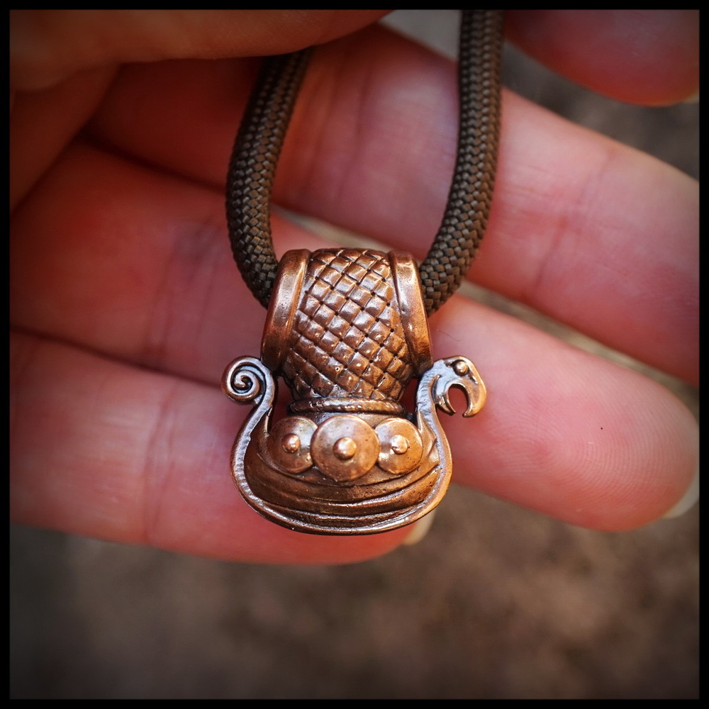 Кулон "Драккар" , брелок для ключей , бронза