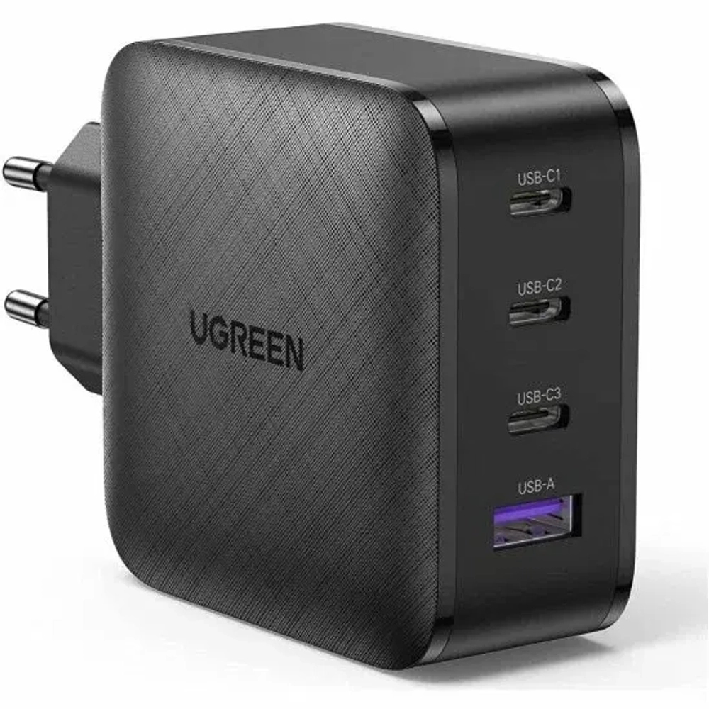 Сетевое зарядное устройство Ugreen CD224 USB-A + 3xUSB-C 65 Вт GaN Tech Fast Charger EU, черный (70774)