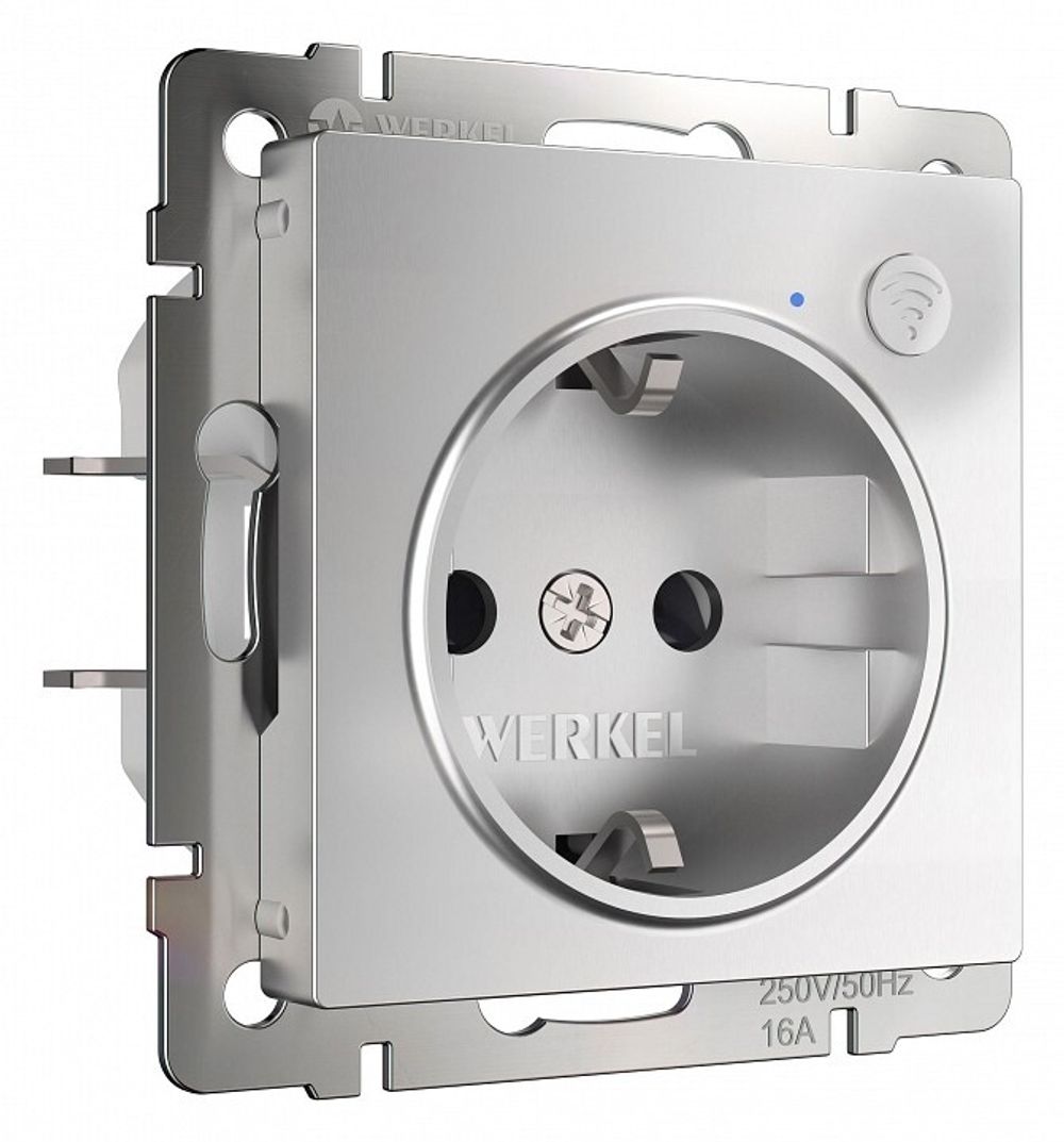 Розетка с заземлением и со шторками, без рамки с Wi-Fi Werkel серебряный W1171606