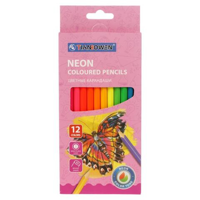 Карандаши цветные NEON 12 цветов круглые