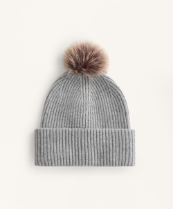 Oysho Вязаная шапка с помпоном из смесовой шерсти, серый