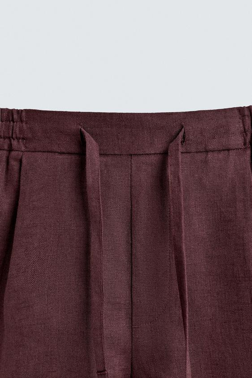 ZARA ШОРТЫ RELAXED FIT ИЗ 100% ЛЬНА, БОРДОВЫЙ