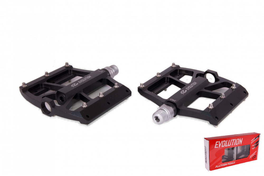 Педали EVOLUTION PLATFORM алюминиевые CNC, 112x105мм, резьба 9/16", со сменными шипами, 3 промподшип