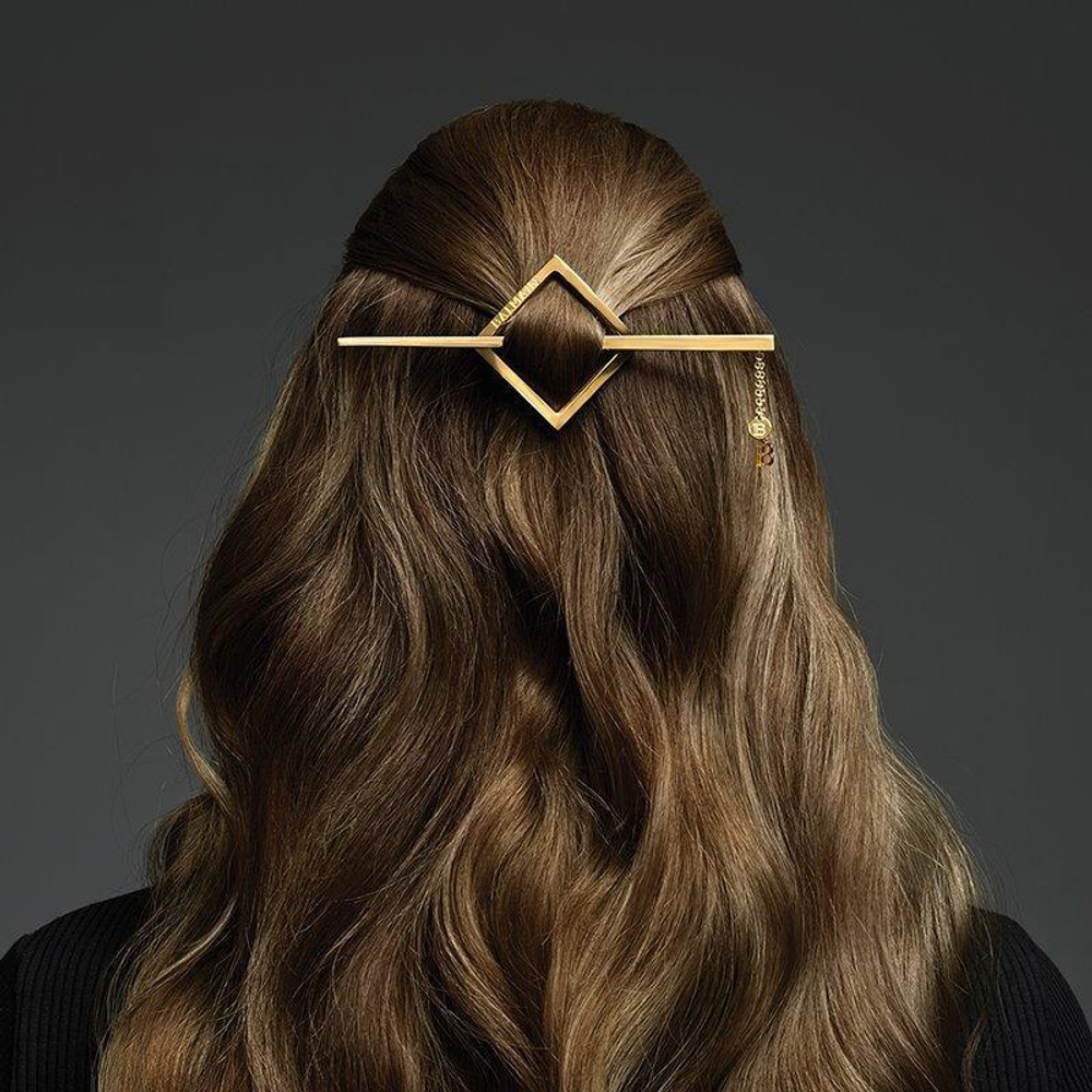 Balmain Hair Couture Заколка-ромб со шпилькой цвет золото Limited Edition Barrette Pour Cheveux Jewelery Gold SS21