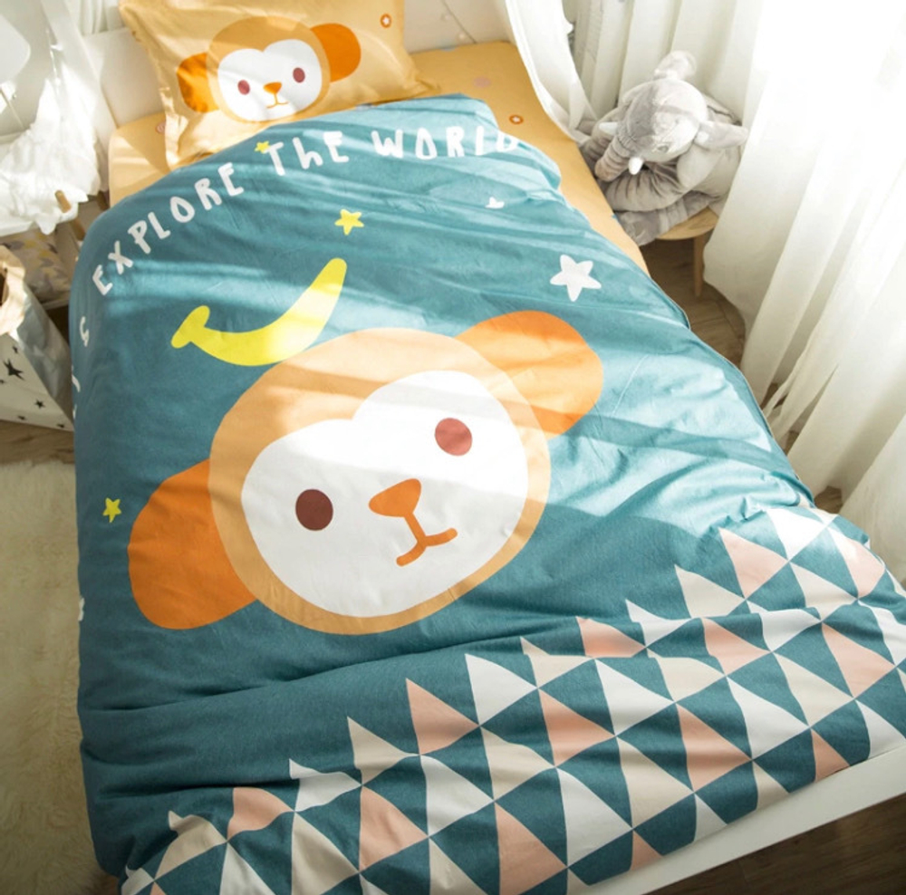 Постельное белье 1.5 Полуторка Сатин Детское Обезьянка