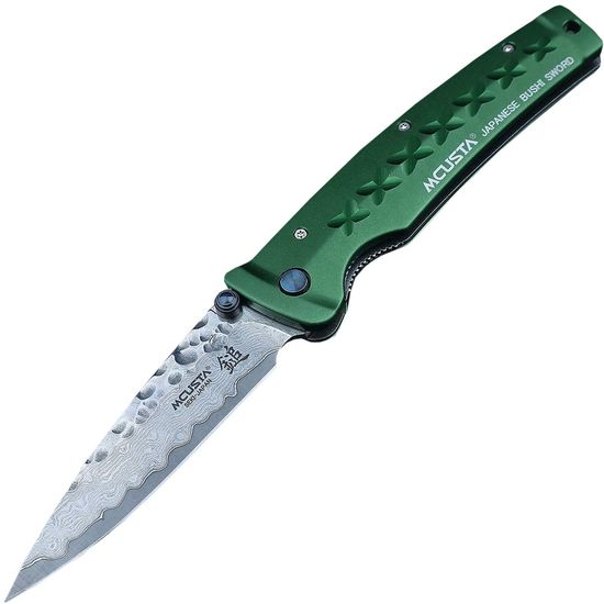 Складной нож Mcusta Bushi Sword Damascus Tsuchi Dark Green MC-0163D c клинком из стали VG-10 San Mai (Laminated Stainlesss Damascus) рукоять алюминий