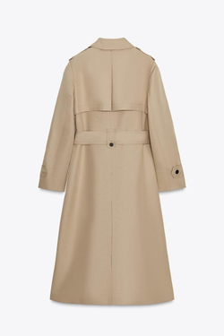 ZARA ДВУБОРТНЫЙ ТРЕНЧ WATER REPELLENT — ZW COLLECTION, СВЕТЛЫЙ ЖЕЛТО-КОРИЧНЕВЫЙ